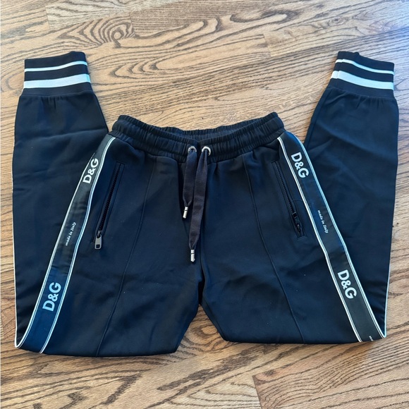 Dolce & Gabbana Black Joggers with White Stripes